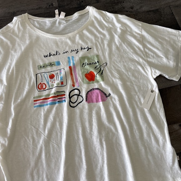 Anthropologie Tops - Anthropologie T-shirt What's In My Bag Size Large NWT oversized Lyrebird